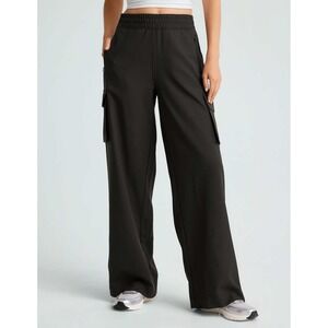 Beyond Yoga City Chic Womens Black Cargo‎ Pants Cropped Wide Leg Size LG